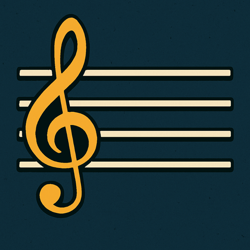 Solfej çizgileri başında da sol anahtarı.
In-Game asset.  2d.  High contrast.  No shadows