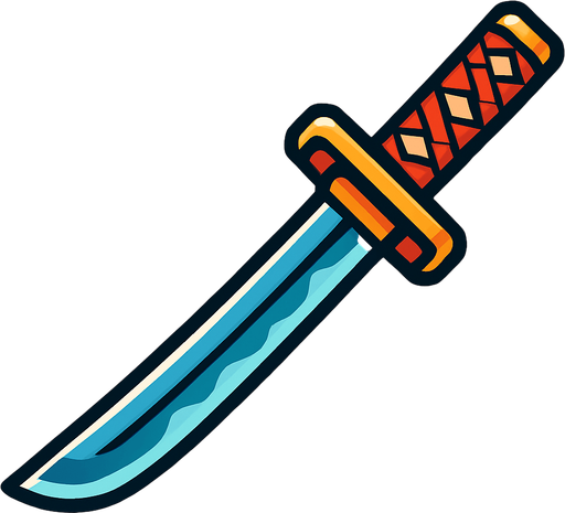 katana animada.
In-Game asset.  2d.  High contrast.  No shadows