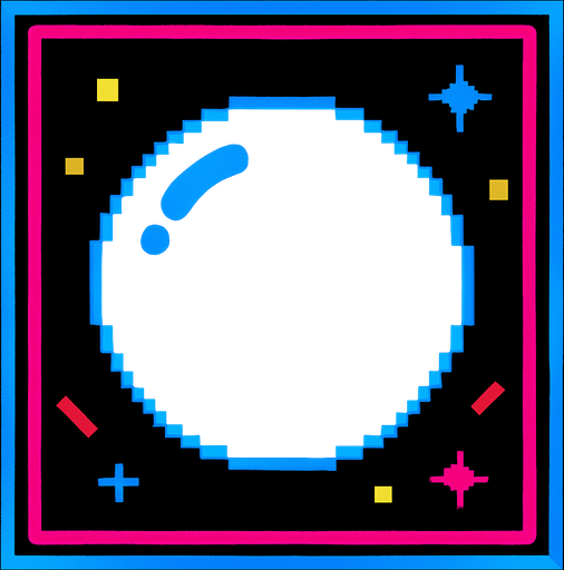 A white bubble. 80s arcade machine graphics..
In-Game asset.  2d.  High contrast.  No shadows