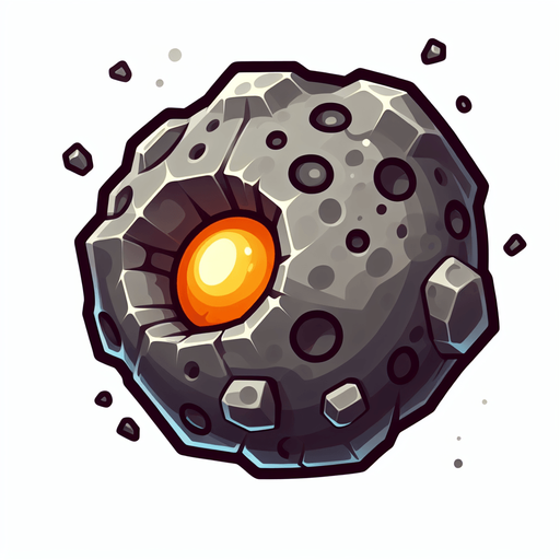 一颗陨石，卡通风格.
Single Game Texture. In-Game asset. 2d. Blank background. High contrast. No shadows.