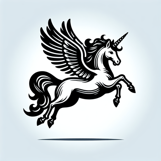 Flying unicorn fullbody sideview.
Single Game Texture. In-Game asset. 2d. Blank background. High contrast. No shadows.