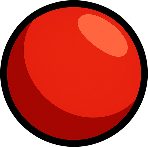 Kırmızı 3d top.
In-Game asset.  2d.  High contrast.  No shadows