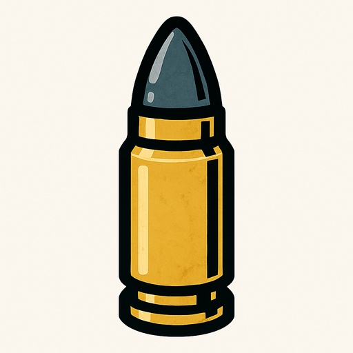 Modern çağ dönemi cephane mermisi.
In-Game asset.  2d.  High contrast.  No shadows