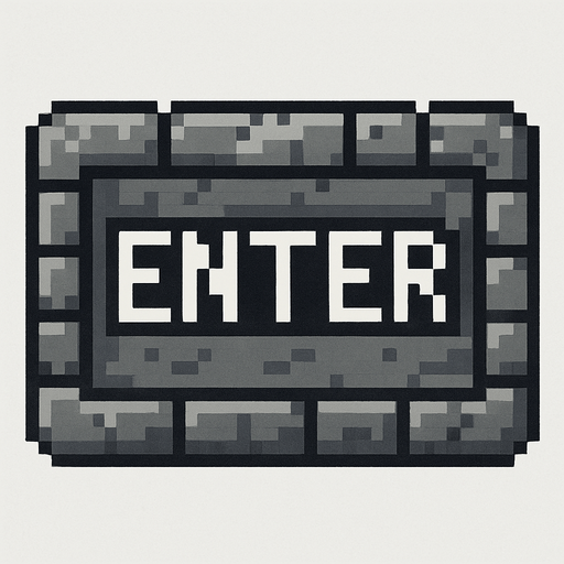 SVG made of grey stone bricks that says ‘Enter’. Retro pixel art.
In-Game asset.  2d.  High contrast.  No shadows