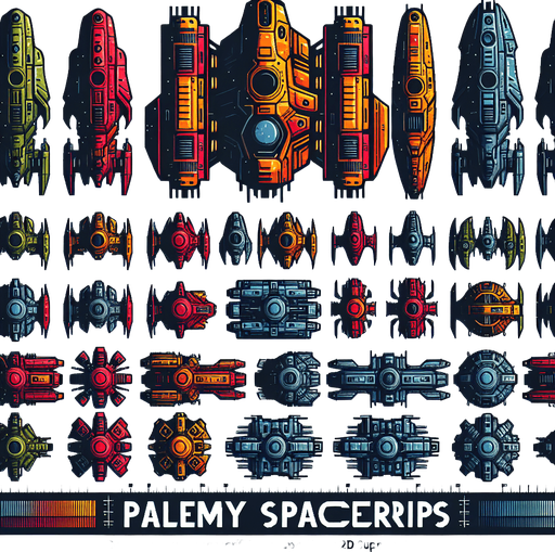 full color fron alien spaceship pack enemiy spacechip pack, frontal view.
vibrant colors Single Game Texture. In-Game asset. 2d. Blank background. High contrast. No shadows. 100px x 50px vertical