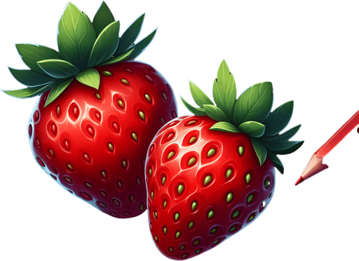 A couple of strawberries.
Single Game Texture. In-Game asset. 2d. Blank background. High contrast. No shadows.