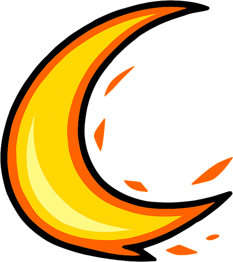 Survivor.io style 2D sword swing effect made by HABBY PTE. LTD..
In-Game asset.  2d.  High contrast.  No shadows. It should only have a slash effect, no swords. The slash effect should also be in the shape of a half moon.