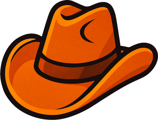 sombrero de vaquero de color naranja.
In-Game asset.  2d.  High contrast.  No shadows