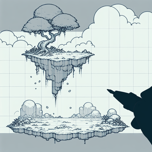 floating land world imagination green colors not pixels no text in the image.
Single Game Texture. In-Game asset. 2d. Blank background. High contrast. No shadows.