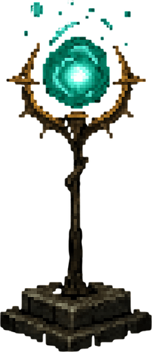 Magic stand dark souls style 2d pixel art.
In-Game asset.  2d.  High contrast.  No shadows