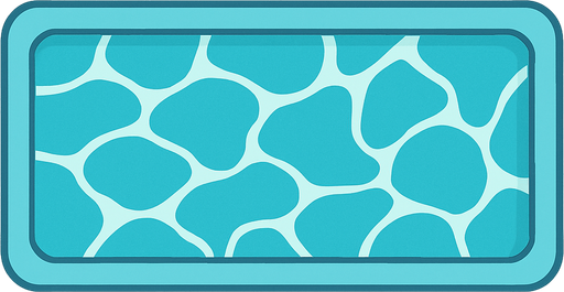 Piscina vista desde arriba con lineas suaves. un borde celeste igual al agua de proporciones 4:16.
In-Game asset.  2d.  High contrast.  No shadows
