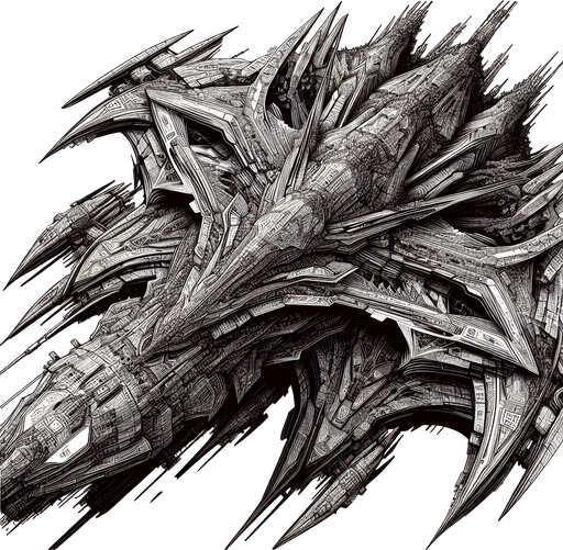 An evil alien spaceship big.
Single Game Texture.  In-Game asset.  2d.  Blank background.  High contrast.  No shadows