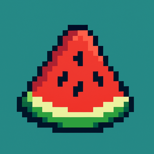 make pixel art 2d watermelon.
In-Game asset.  2d.  High contrast.  No shadows