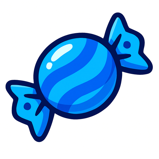 Mavi şeker resmi.
In-Game asset.  2d.  High contrast.  No shadows