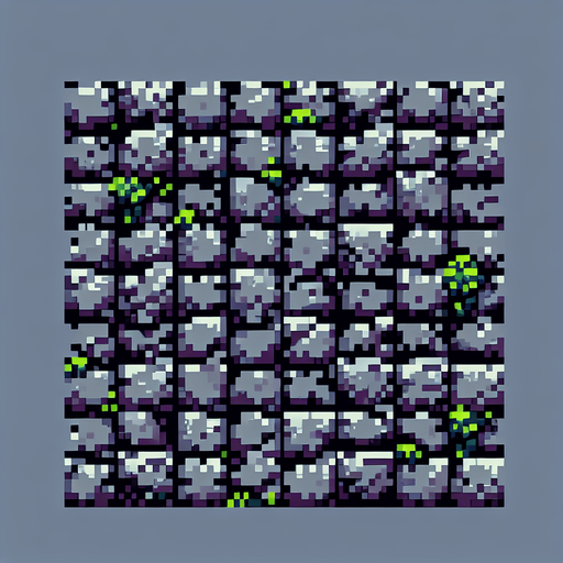 8 bit stone brick dungeon floor with a tiny amount of moss with tinny little bricks and very low contrast make it  darker to.
Single Game Texture. In-Game asset. 2d. Blank background.. No shadows.