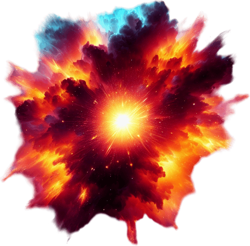 fire explosion on space.
Single Game Texture.  In-Game asset.  2d.  Blank background.  High contrast.  No shadows