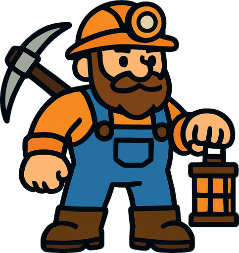 Miner character.
In-Game asset.  High contrast.  No shadows