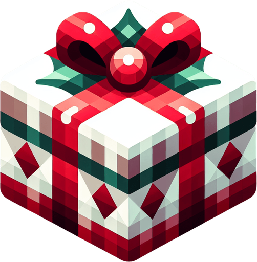 christmas gift.
Single Game Texture. In-Game asset. 2d. Blank background. High contrast. No shadows.