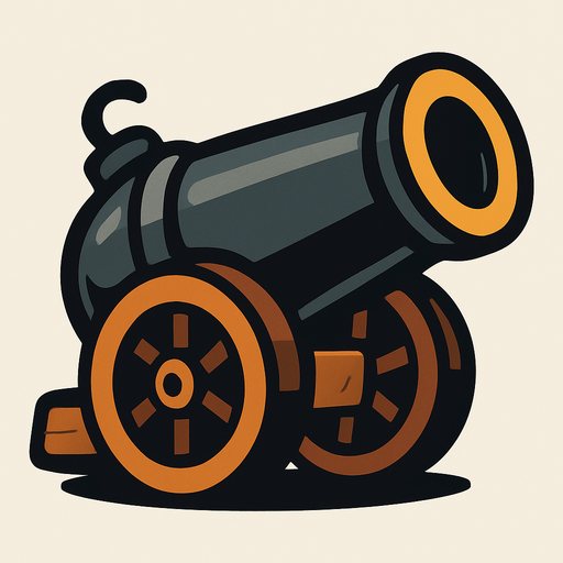 Cannon.
In-Game asset.  2d.  High contrast.  No shadows