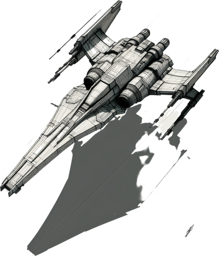 Single Game Texture. In-Game asset. 2d. An X-Wing-like spaceship moving up and down from above.
Single Game Texture. In-Game asset. 2d. Blank background. High contrast. No shadows.