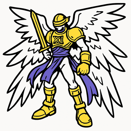 Magnaangemon.
In-Game asset.  2d.  High contrast.  No shadows