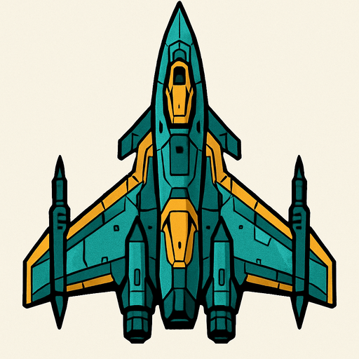 An space fighter jet viewed from the top.
In-Game asset.  2d.  High contrast.  No shadows
