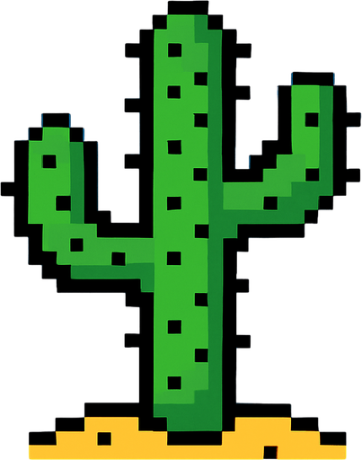 Cactus 2d style pixel 1980.
2d.  High contrast.  No shadows. 2d