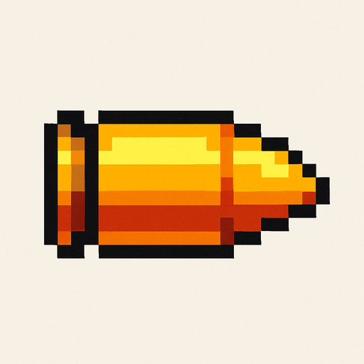 pixel art bullet.
In-Game asset.  High contrast.  No shadows