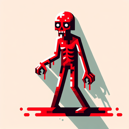 make a red animation style zombie but not realistic.
Single Game Texture. In-Game asset. 2d. Blank background. High contrast. No shadows.
