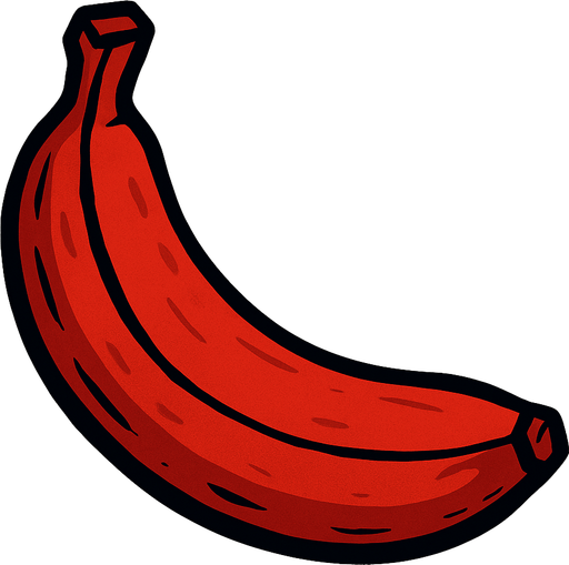 Una plátano rojo.
In-Game asset.  2d.  High contrast.  No shadows