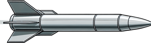 a missile flying parallel to the ground
Single Game Texture. In-Game asset. 2d. Blank background. High contrast. No shadows.