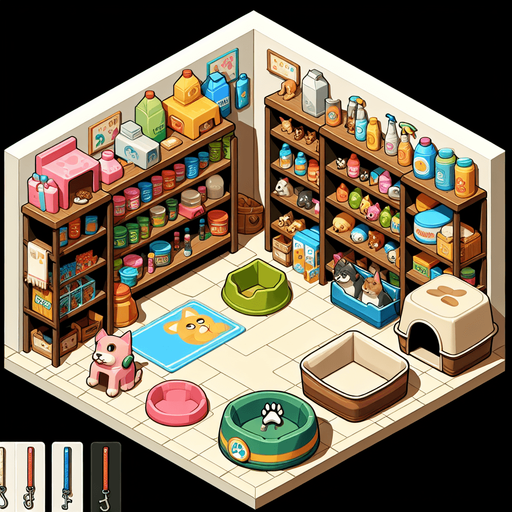 Pet store.
Single Game Texture.  In-Game asset.  2d.  Blank background.  High contrast.  No shadows