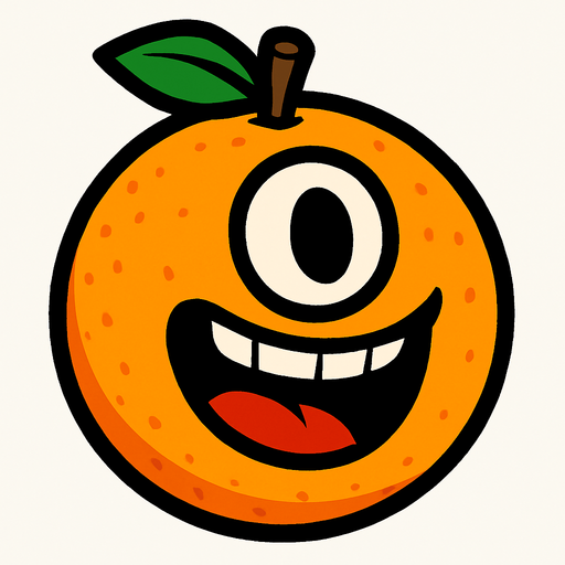 Orange with eye and mouth animation.
In-Game asset.  2d.  High contrast.  No shadows