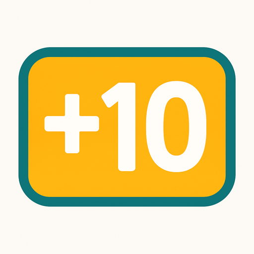 A score display written +10 on it.
In-Game asset.  2d.  High contrast.  No shadows
