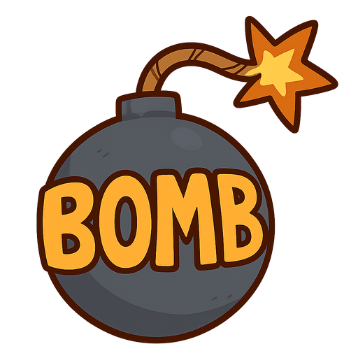 Bomba. No background. Transparent background. Blank background. No shadows. 2d. In-Game asset. flat