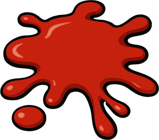 Dökülmüş ketçap.
In-Game asset.  2d.  High contrast.  No shadows