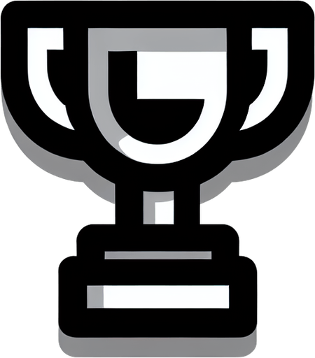 Black and white trophy. Cartoon. Pictogram
Single Game Texture.  In-Game asset.  2d.  Blank background.  High contrast.  No shadows