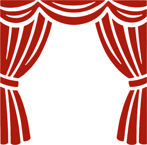 Arkaplan siyah ağırlıklı sahne perdeler.
In-Game asset.  2d.  High contrast.  No shadows