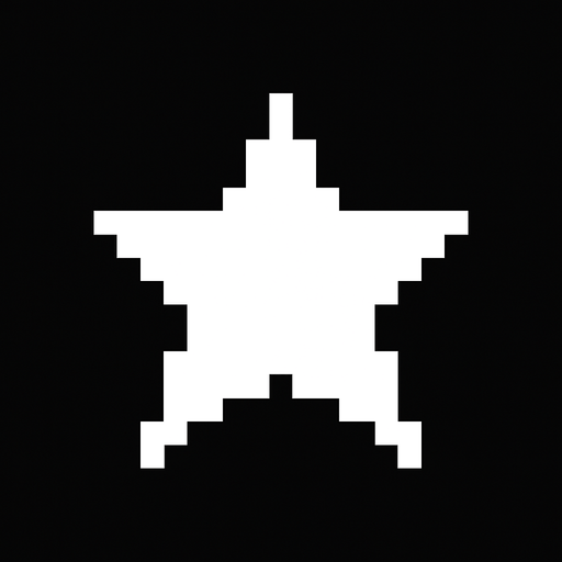 Estrella blanca en pixel art.
In-Game asset.  2d.  High contrast.  No shadows