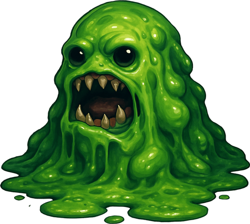 realistic slime monster.
In-Game asset.  2d.  High contrast.  No shadows