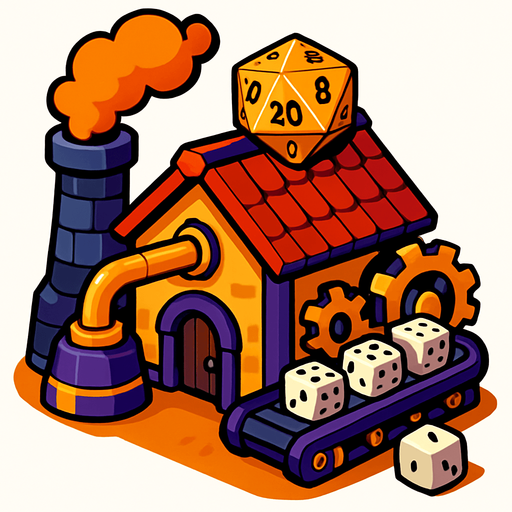 Dice factory from the fantasy world.
In-Game asset.  2d.  High contrast.  No shadows