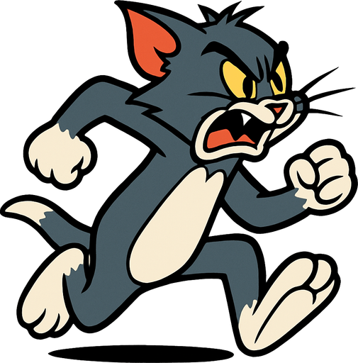 Sinirle koşan Tom.
In-Game asset.  2d.  High contrast.  No shadows