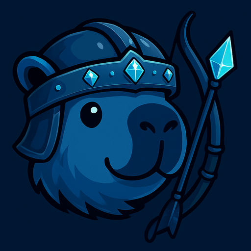 Elimina la resortera. Añadele un arco y una fleca con la punta de hielo. Dale unos colores mas frios a la ilsutracion. Adorna el casco con piedras birllantes celestes.