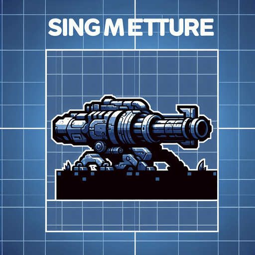 A hero space ship with cannon looking upwards.
Single Game Texture. In-Game asset. 2d. Blank background. High contrast. No shadows.