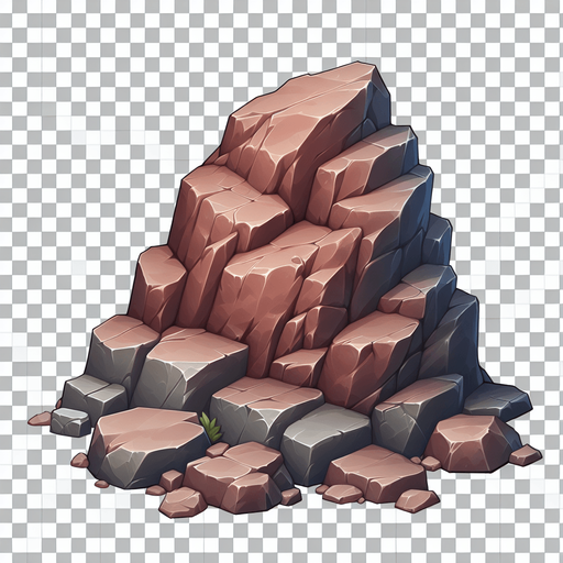 Rock.
Single Game Texture.  In-Game asset.  2d.  Blank background.  High contrast.  No shadows