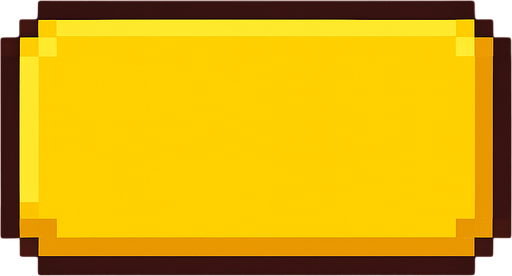A yellow pixelart rectangle button..
In-Game asset.  2d.  High contrast.  No shadows
