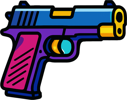GUN.
In-Game asset.  2d.  High contrast.  No shadows