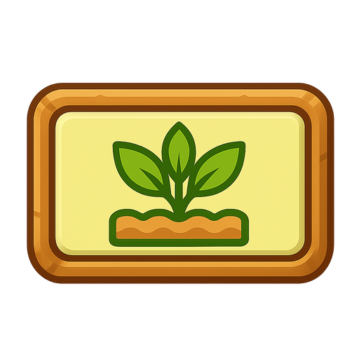 Rectangle button for farming UI.
Single Game Texture.  In-Game asset.  2d.  Blank background.  High contrast.  No shadows