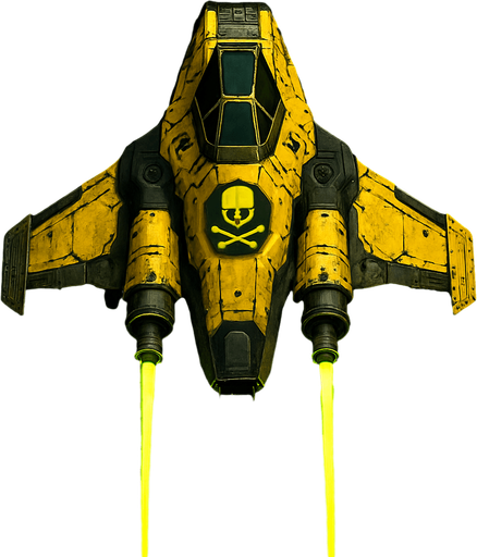 poisonous yellow laser spaceship top view.