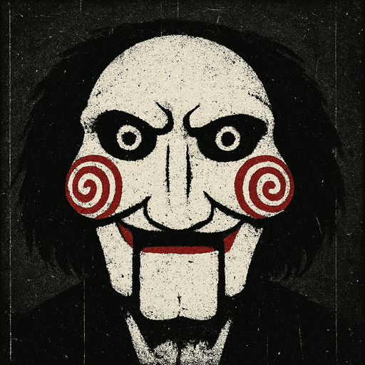 saw face have film effect.
In-Game asset.  2d.  High contrast.  No shadows